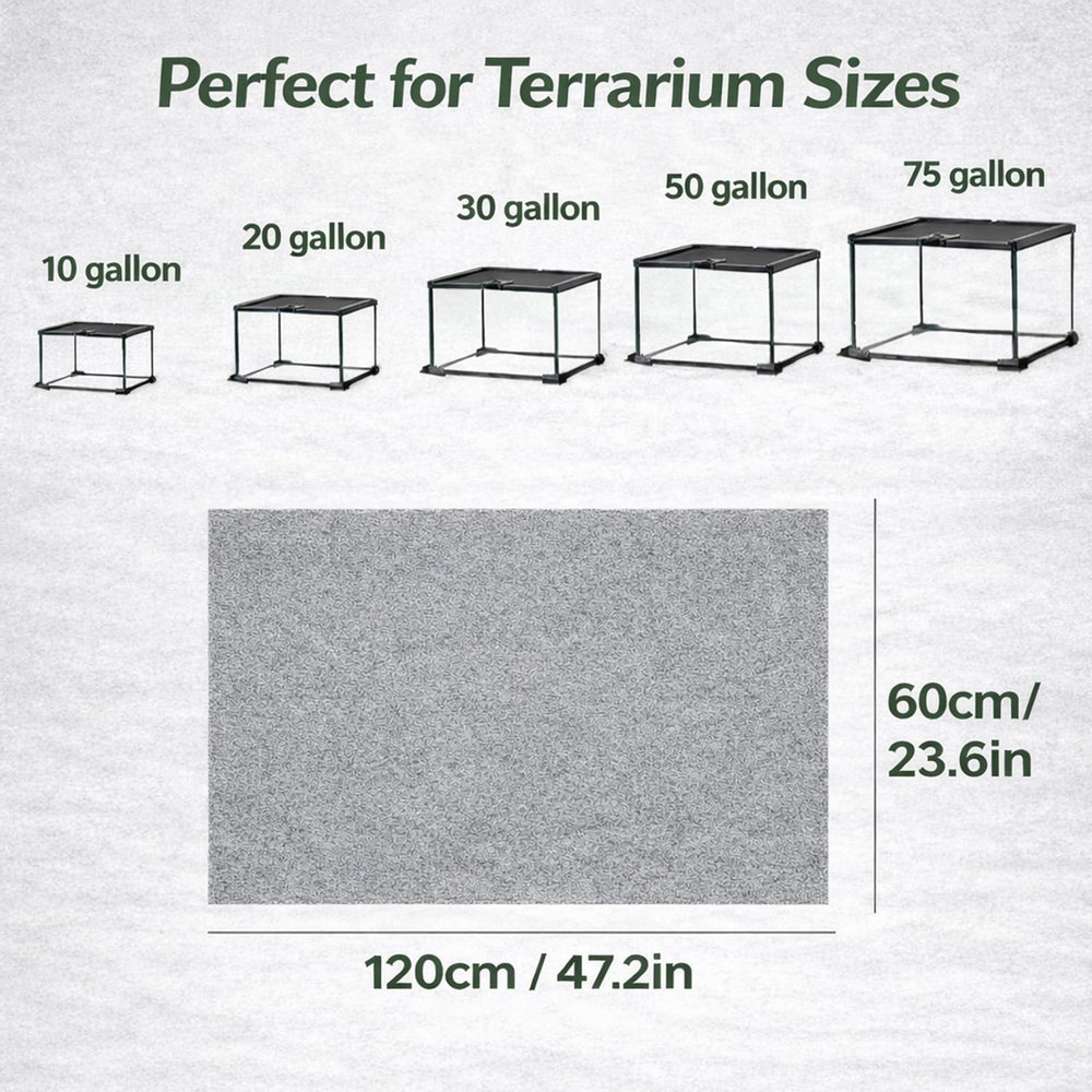 Mechpia Tapis-terarium durable gris 120x60 cm, résistance et longévité.