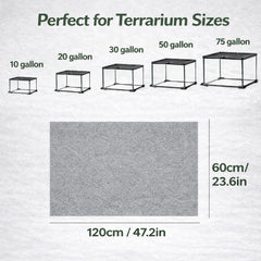 Mechpia Tapis-terarium durable gris 120x60 cm, résistance et longévité.