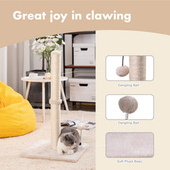 MECOOL Arbre-chat 34 pouces: colonne griffage en sisal pour protéger les meubles.
