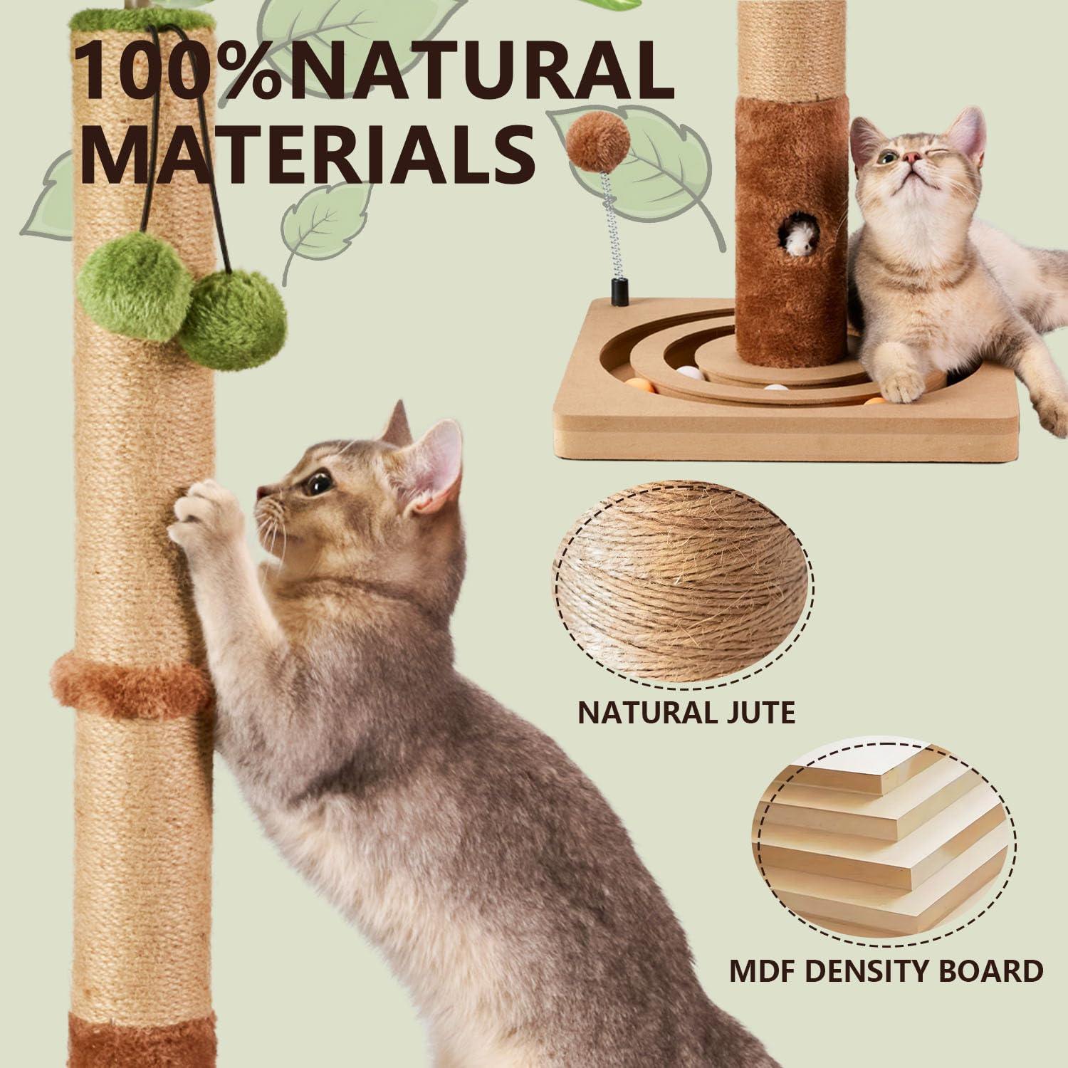 MECOOL colonne griffade 35po enveloppée de jute résistante pour griffer et grimper.