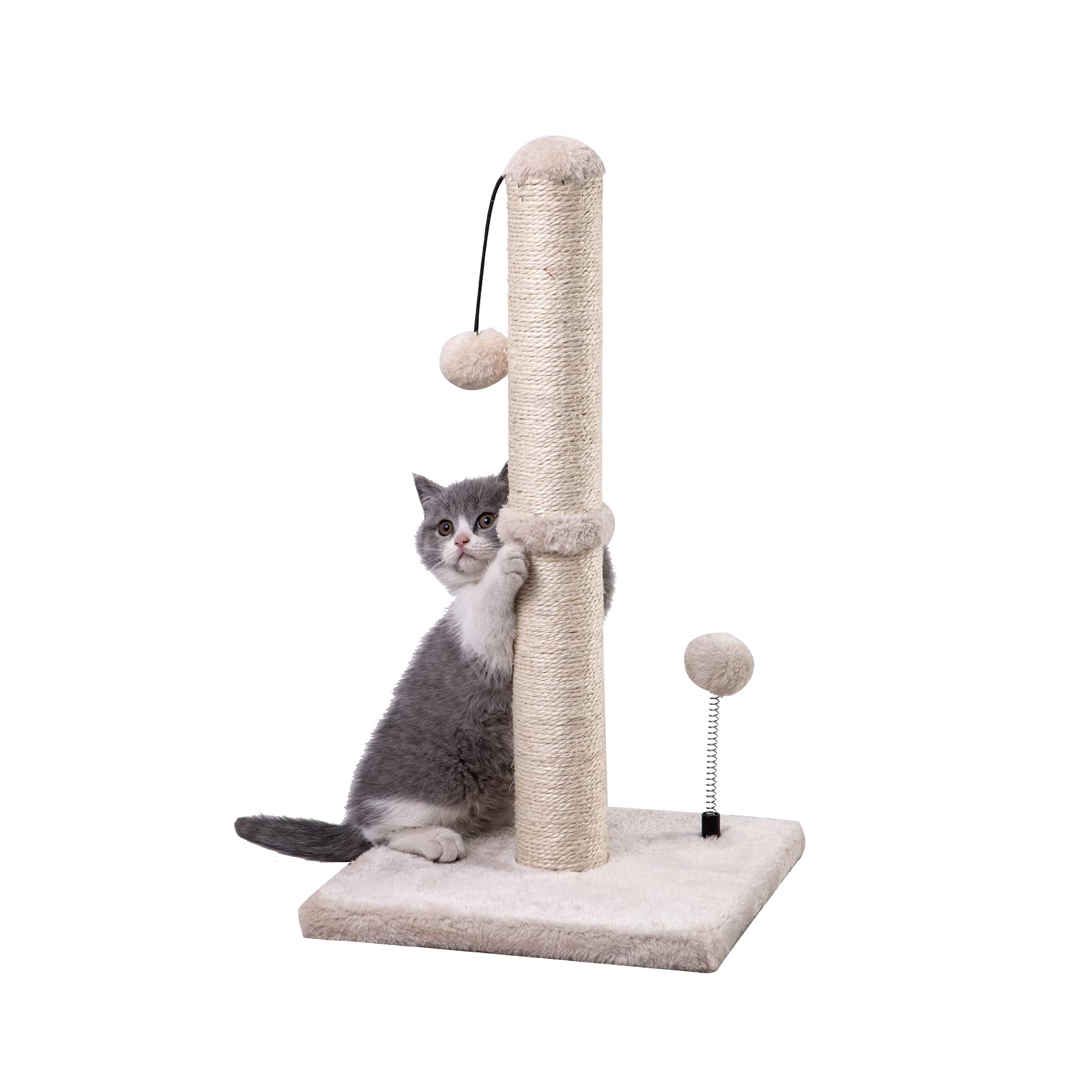 Poteau MECOOL à griffage sisal 22 po beige prêt à l’emploi pour chatons et petits chats.