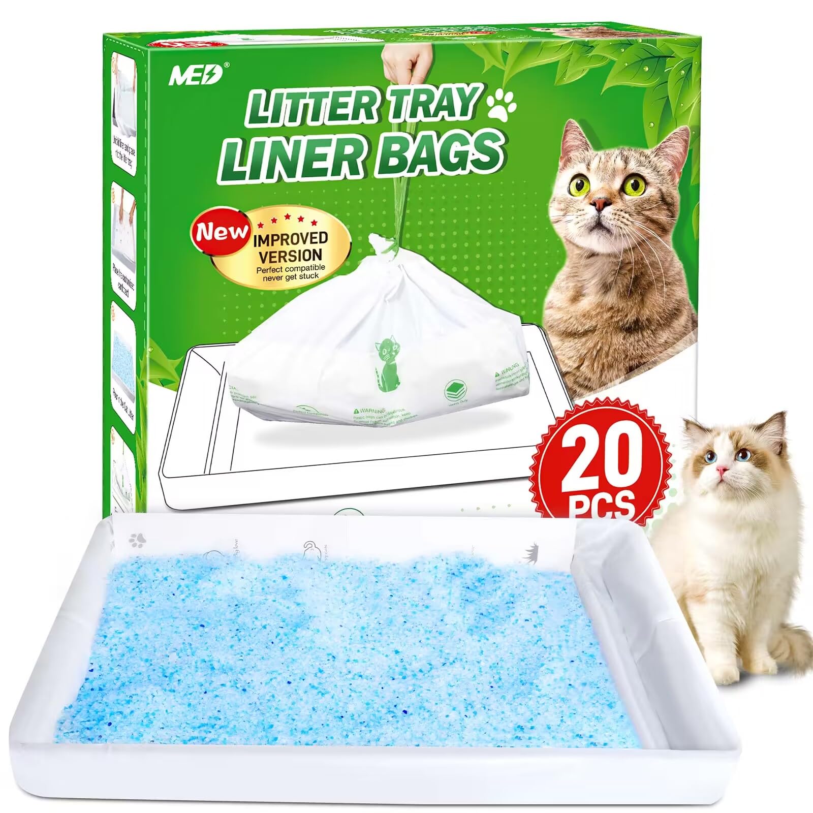 Sacs MED litière rectangulaires avec barrière anti-rayures et carton inclus