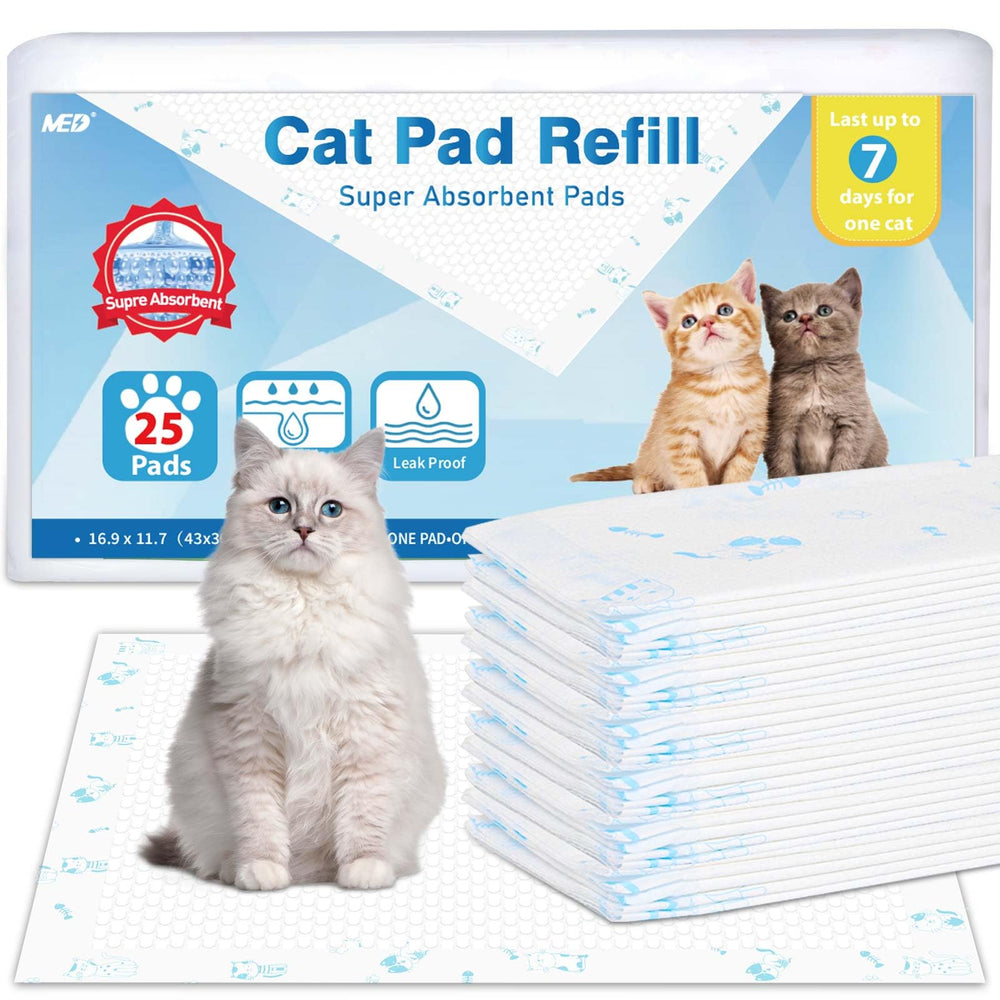 MED tapis-litière-chat-ultra-absorbant 25 pièces, vue générale montrant absorption rapide.