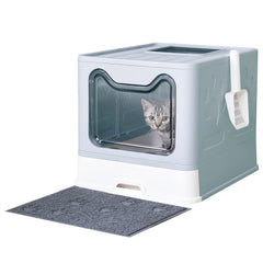 Medario boîte-litière chat avec couvercle bleu, intimité et odeurs maîtrisées.