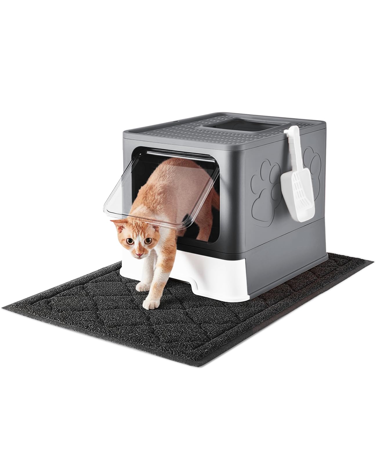 Boîte à litière Medario pour chat fermée avec intimité et confinement des odeurs.