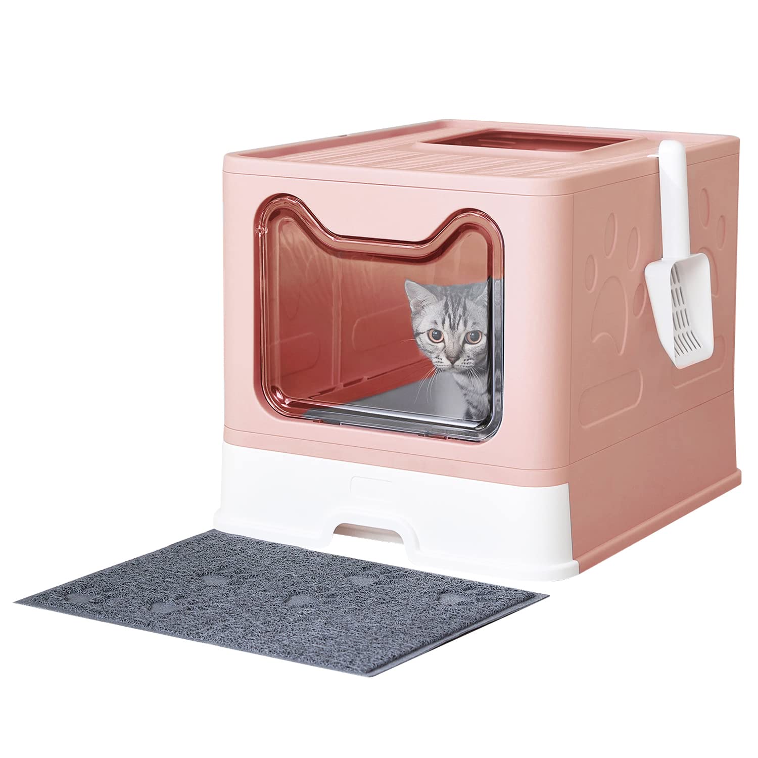 Medario Litière Chat avec Couvercle Rose, offre intimité et confinement des odeurs.
