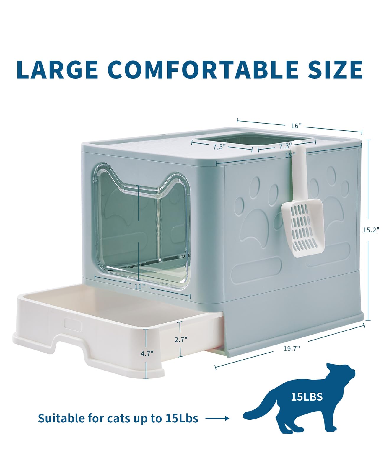 Medario pelle litière bleu, nettoyage rapide et efficace.