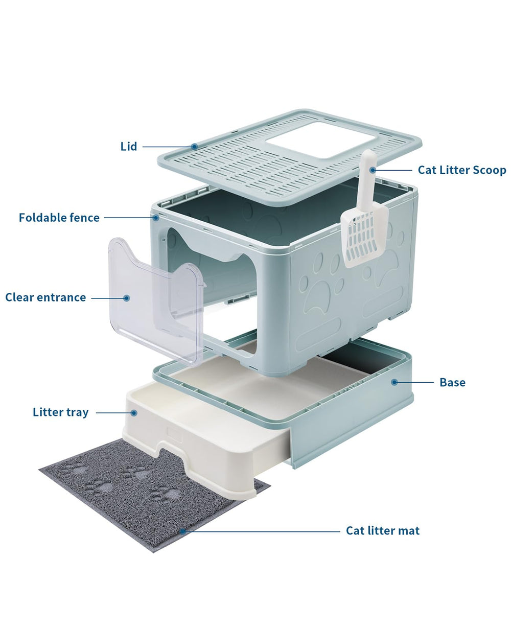 Medario porte frontale litière bleu, accès pratique et nettoyage facilité.