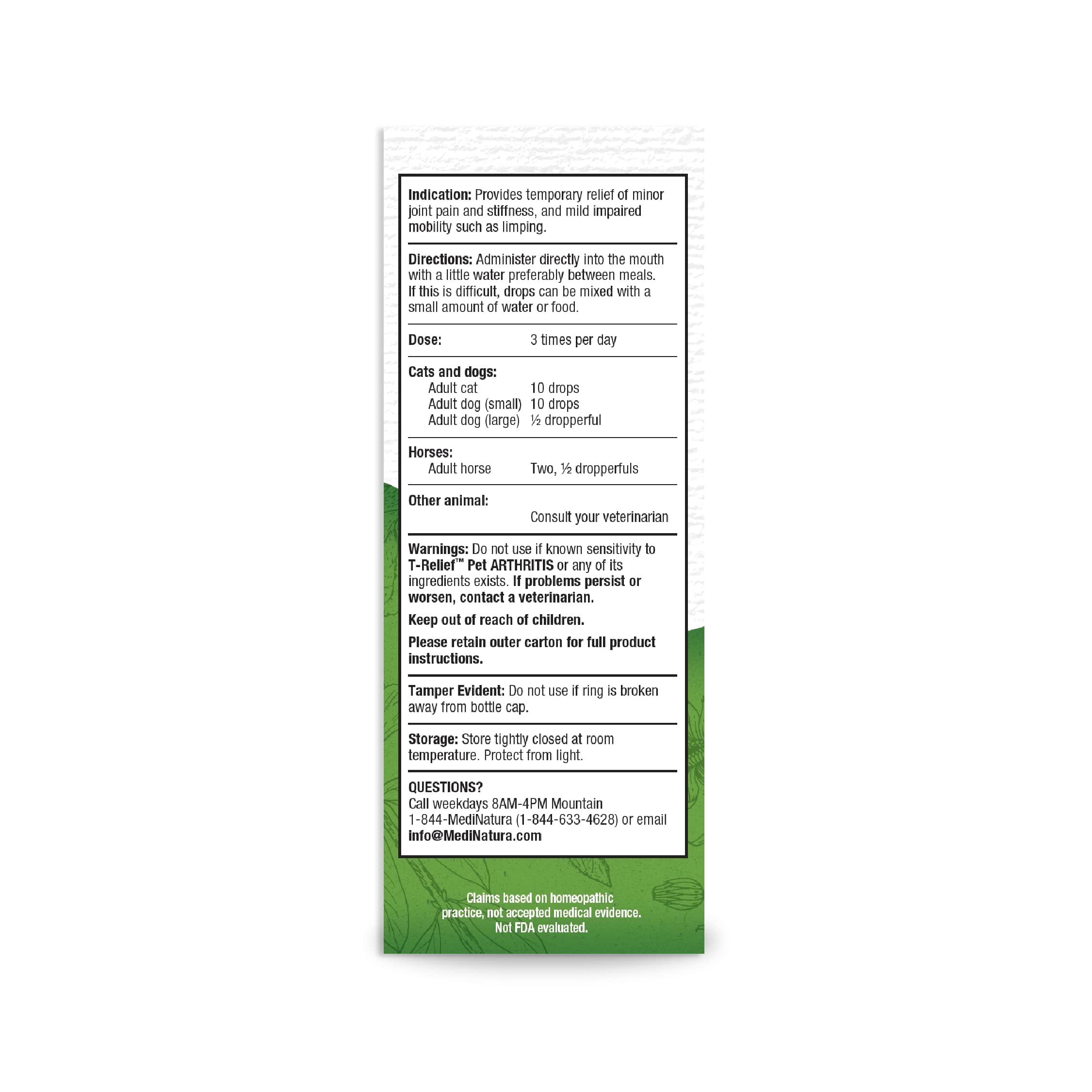 MediNatura T-Relief – arnica et plantes, soutien articulaire doux pour les animaux.