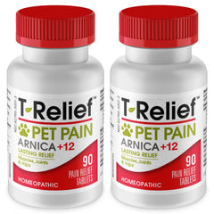 MediNatura T-Relief tablettes Arnica, flacon, soutien potentiel pour muscles et articulations.