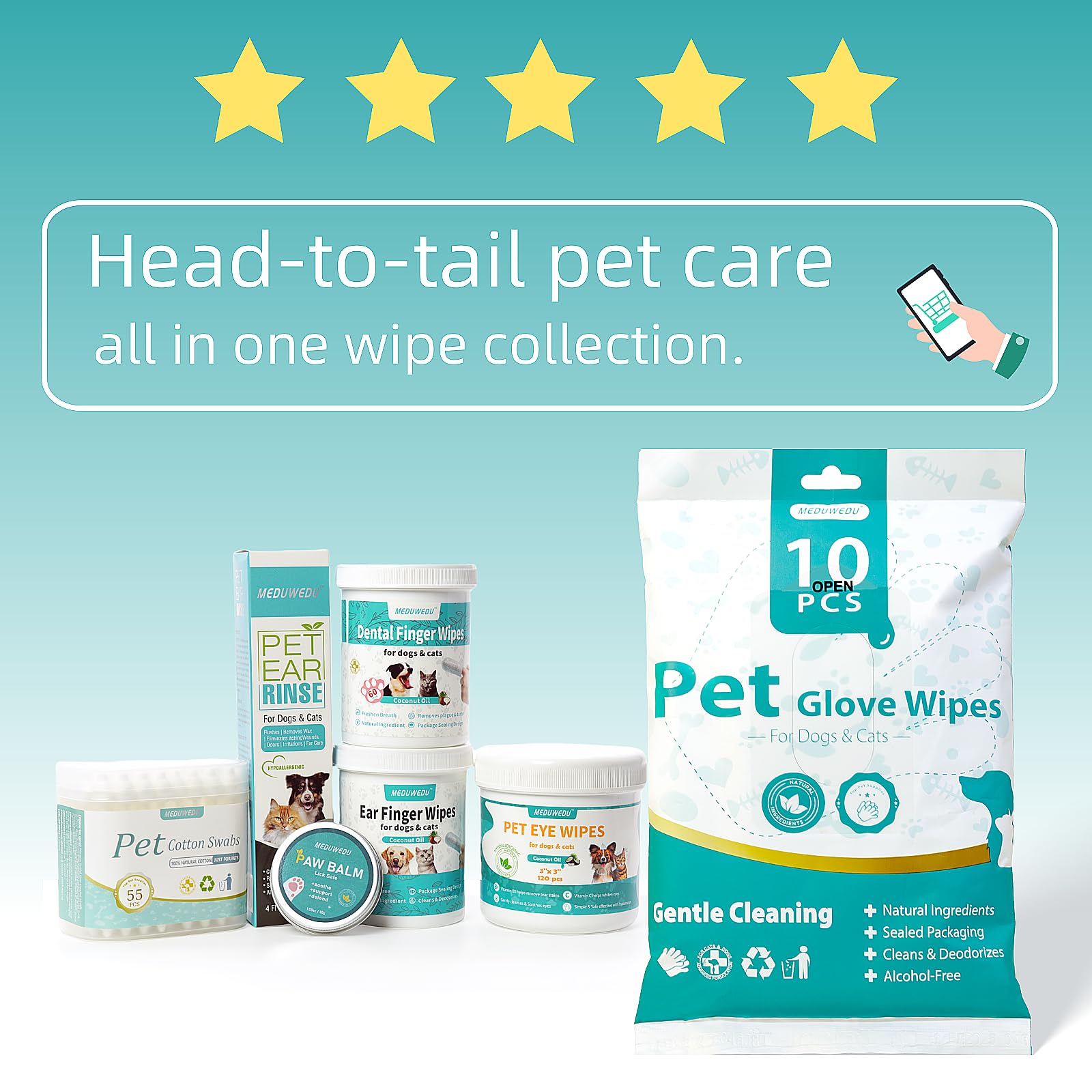Compatibilité chiens et chats avec MEDUWEDU lingette dentaire
