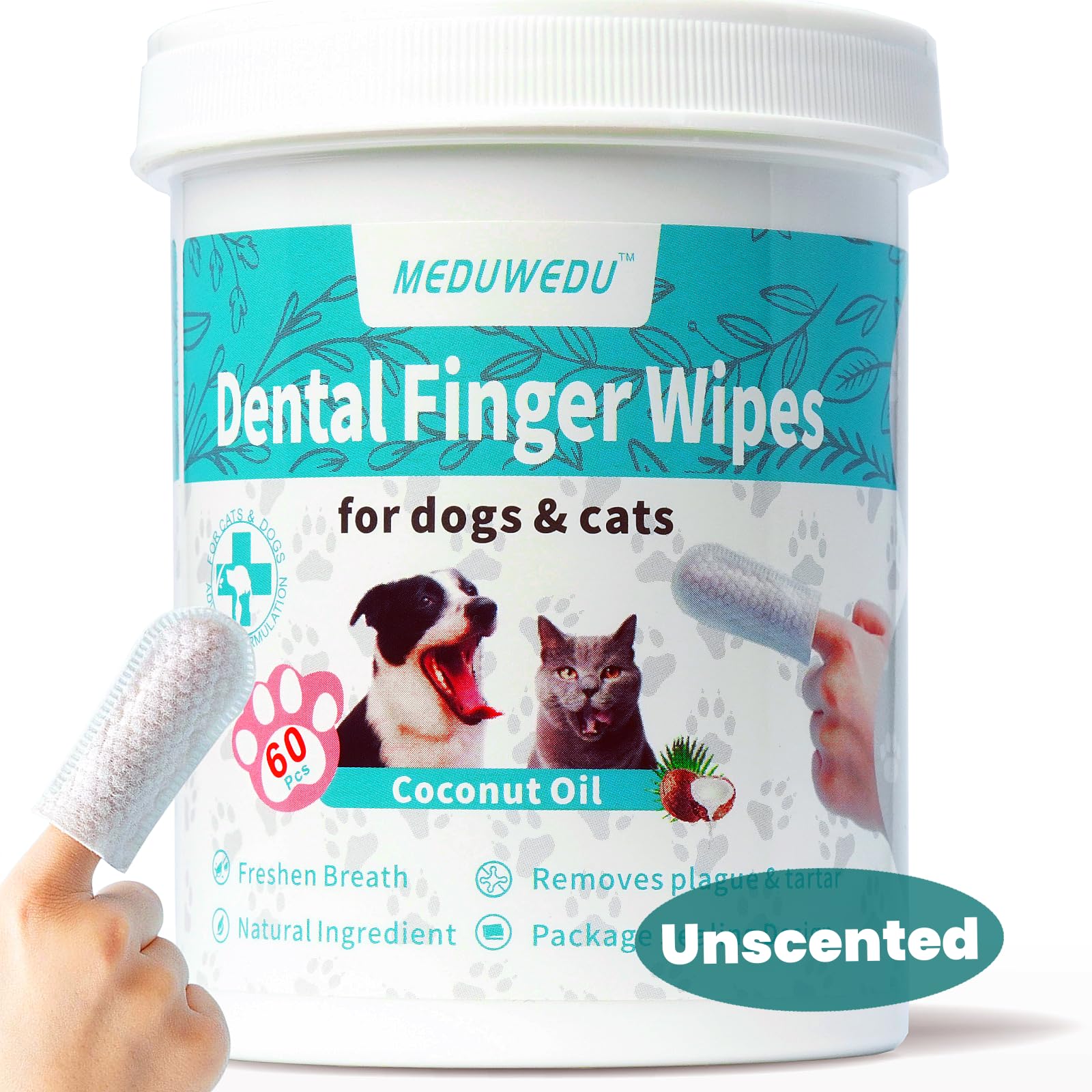 LINGETTE MEDUWEDU pour doigt, nettoyage des dents des chiens et chats