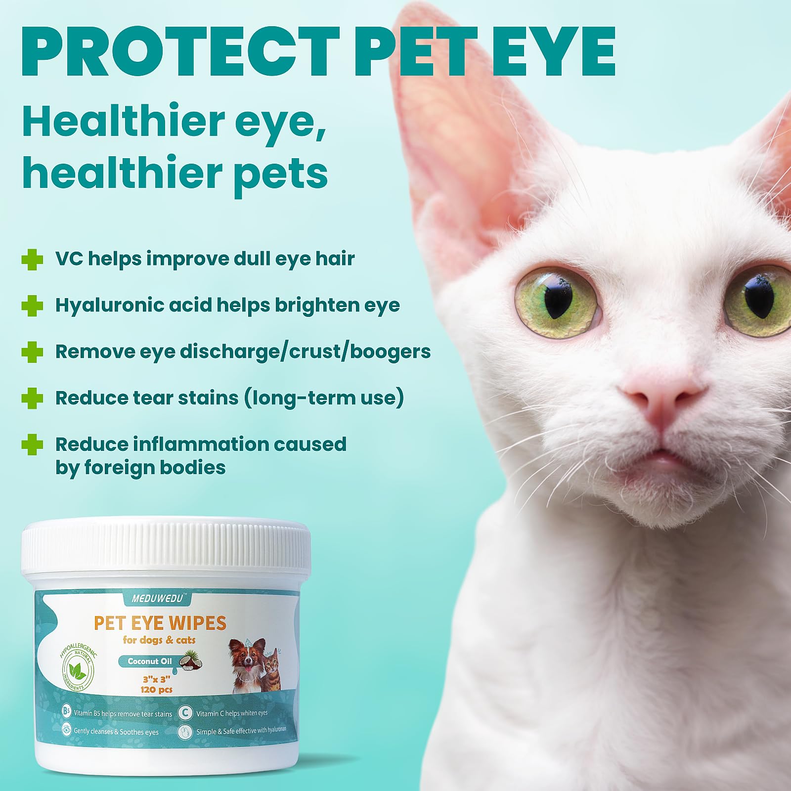 Lingettes MEDUWEDU pour yeux, nettoyage quotidien des débris et sécrétions.