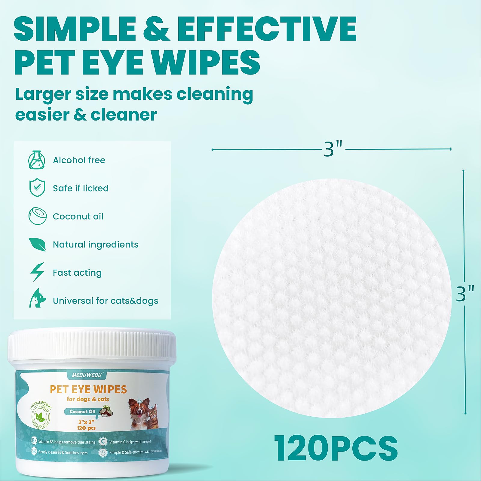 Lingettes MEDUWEDU – usage simple lors du toilettage régulier.