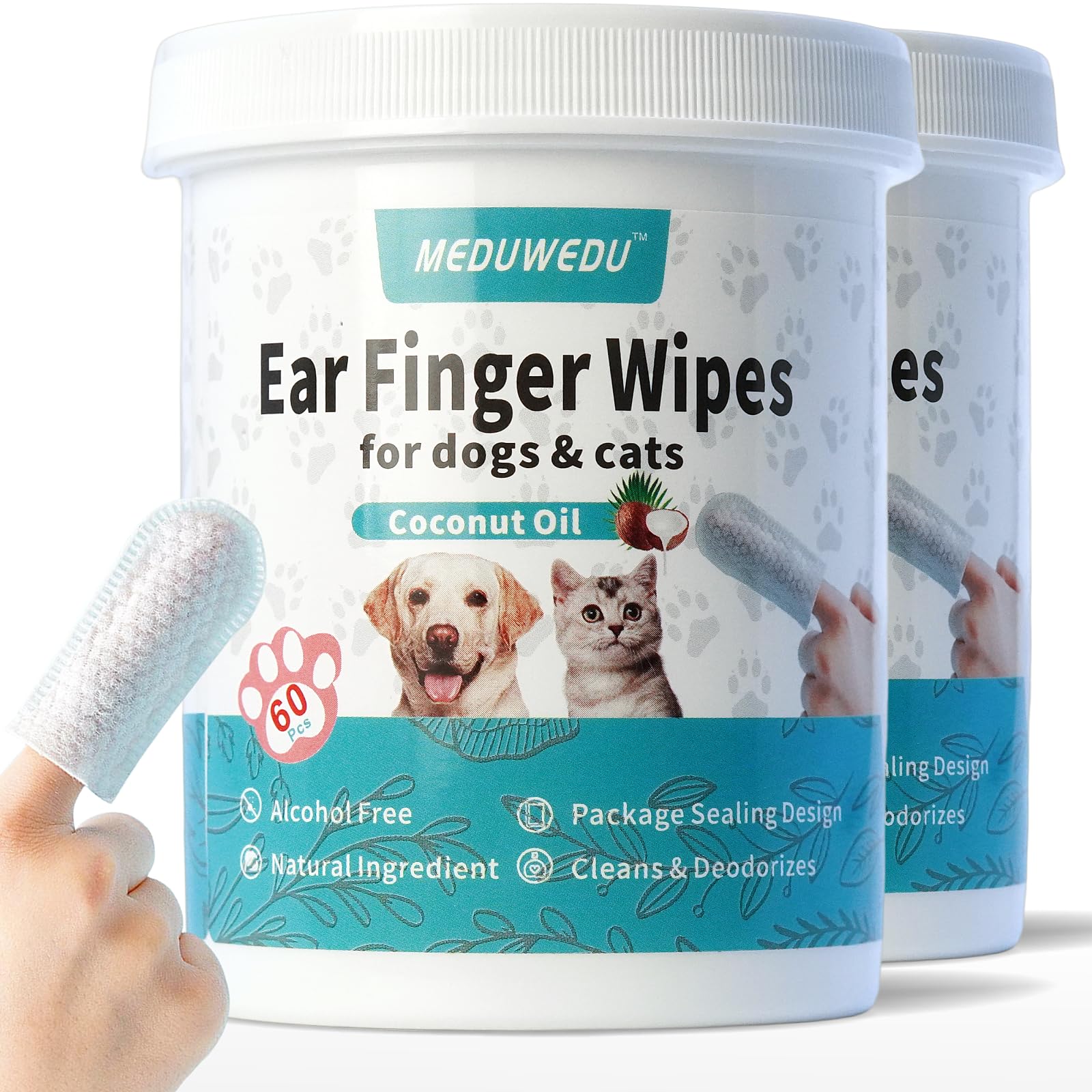 Lingettes MEDUWEDU pour nettoyage des oreilles en format doigt, pratique et rapide.