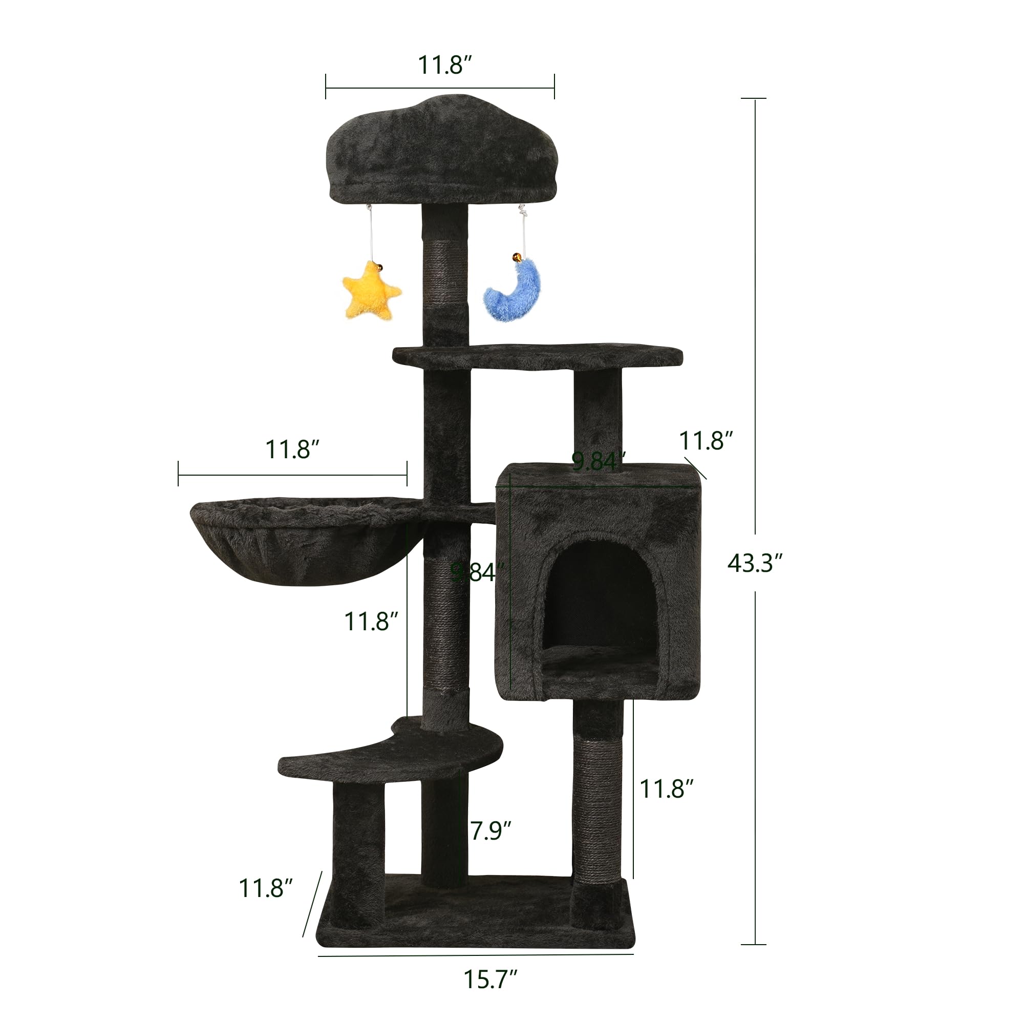Meecal Gothic Arbre Chat plateformes-multiniveau: espace vertical pour explorer et grimper.