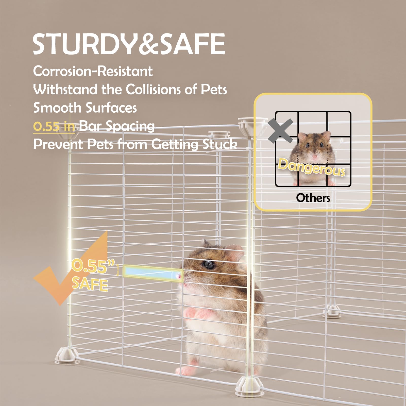 MEEXPAWS cage petits animaux barres espacement 0,5 pouce sécurité anti-évasion