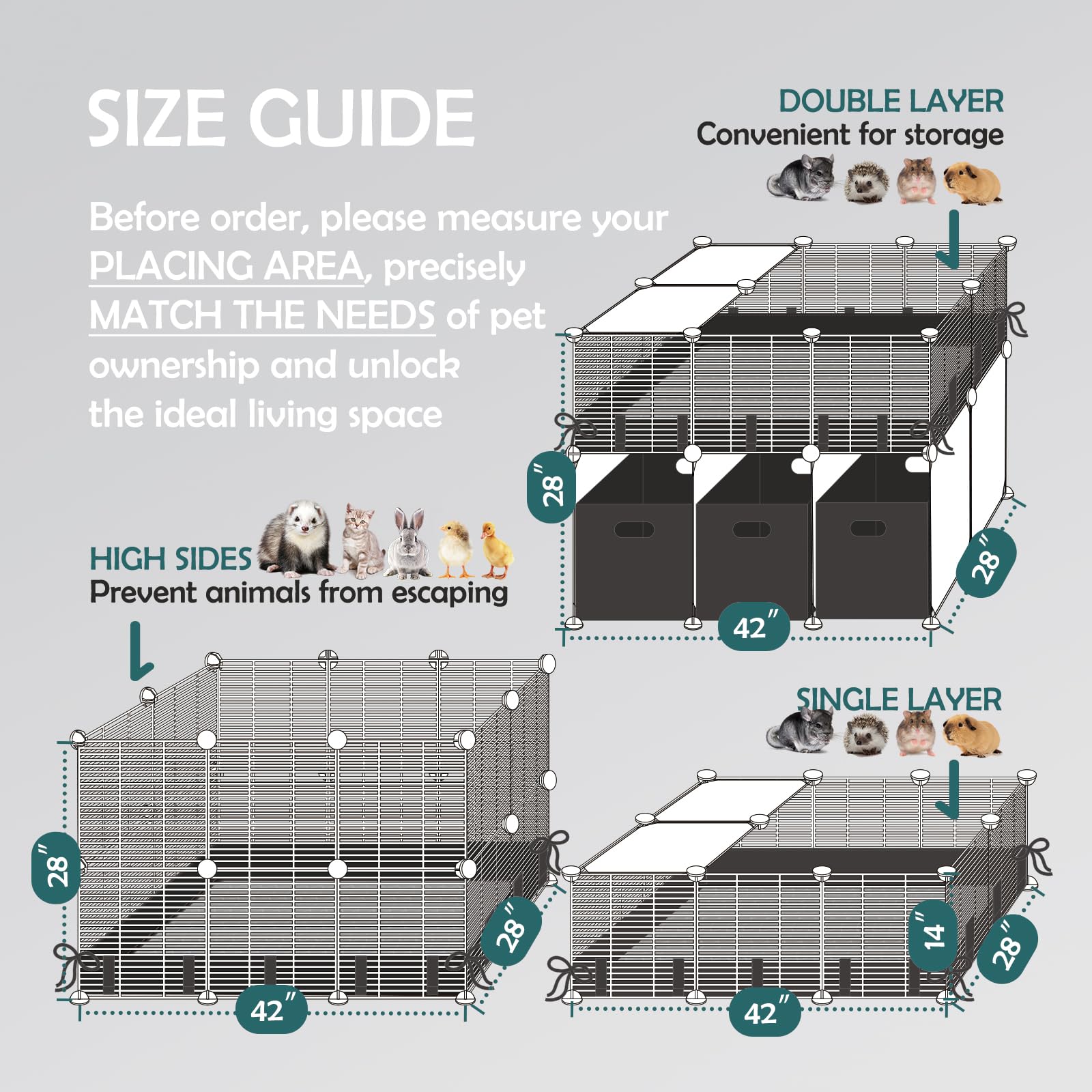 MEEXPAWS cage petits animaux structure métallique robuste et stable