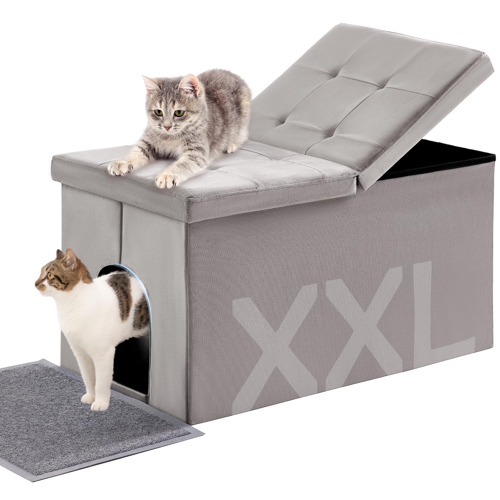 MEEXPAWS litière enclos intérieur spacieux en velours pour plus d'intimité.