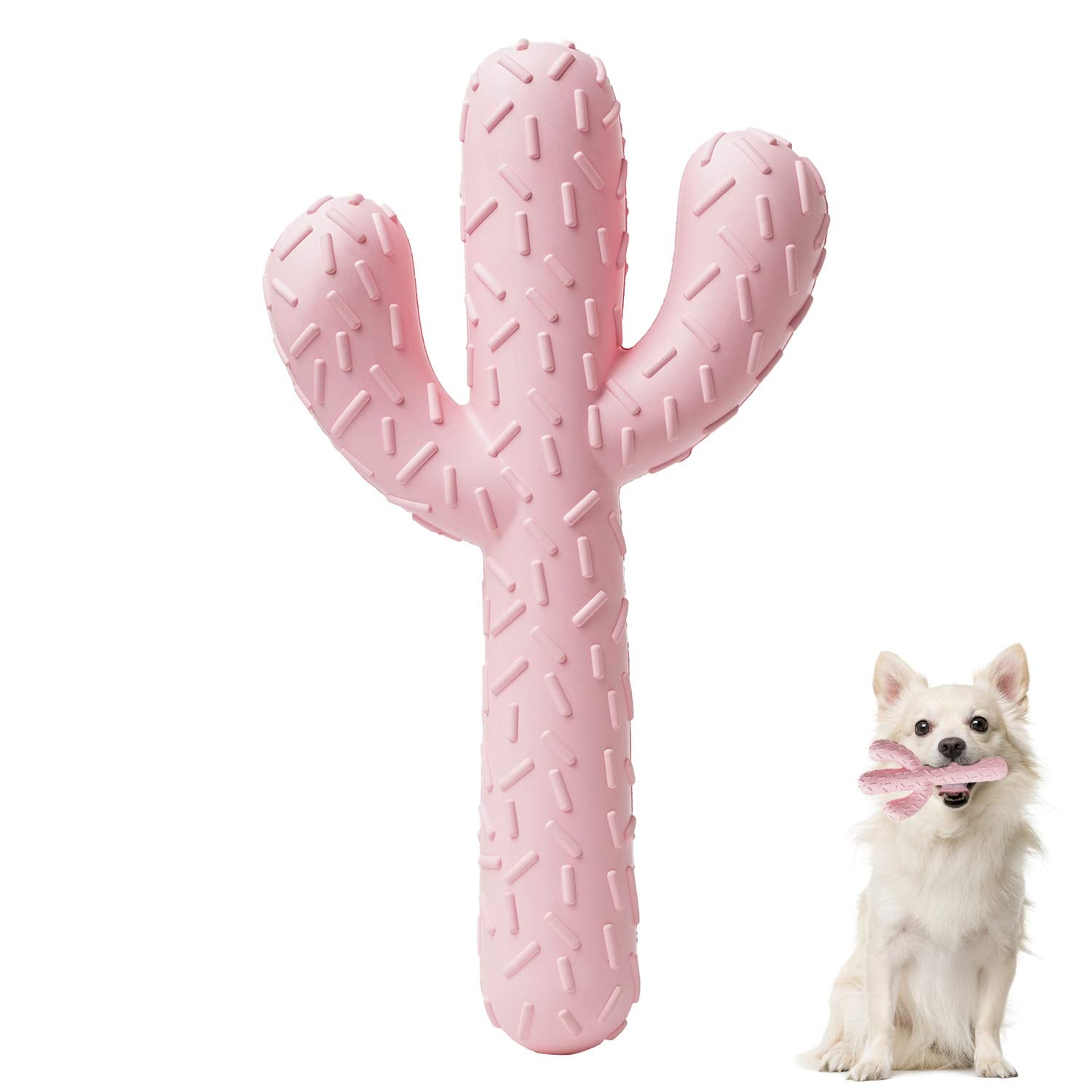 Mejawump jouet cactus rose pour chien, mastication sûre et amusante.