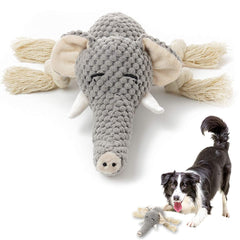 MejawJump peluche chien sifflement éléphant gris, stimule l'attention lors du jeu.