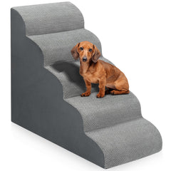 MEJYJEM escaliers-chien-lit-287-po-5-marches-gris, stabilité et accès facilité au lit.