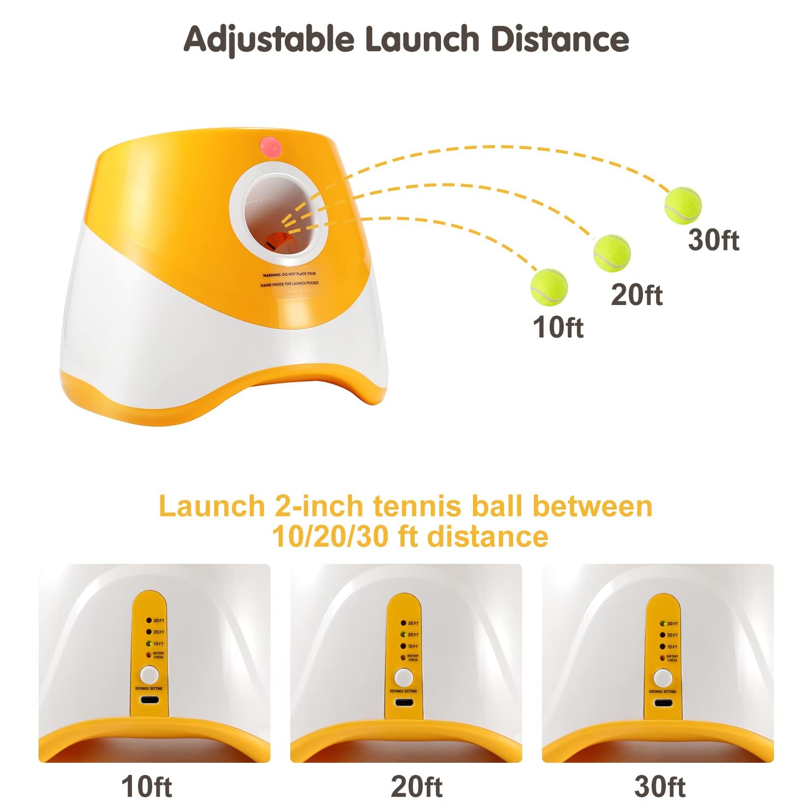 Réglage du lanceur MEKAPLE sur les 3 distances disponibles.