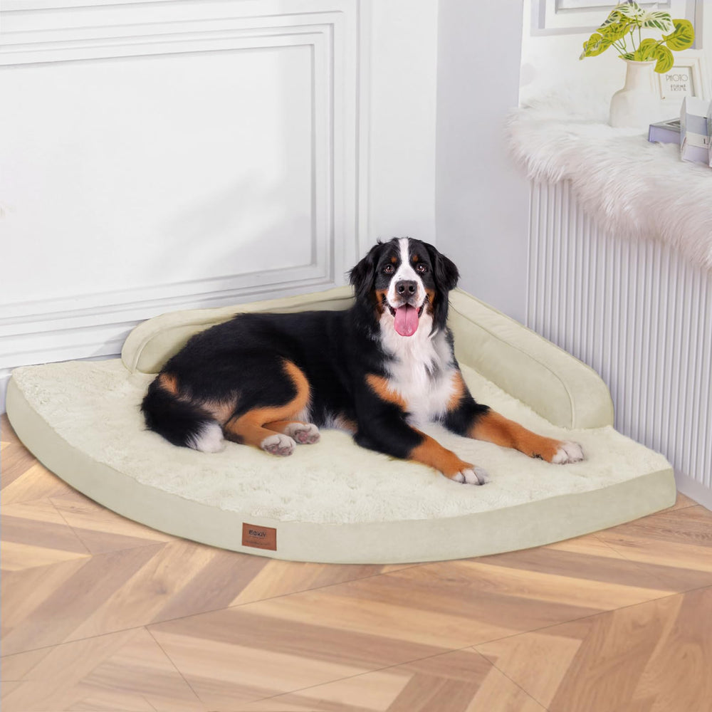 MEKIY grand lit chien orthopedique XXXL beige, espace généreux pour repos prolongé.