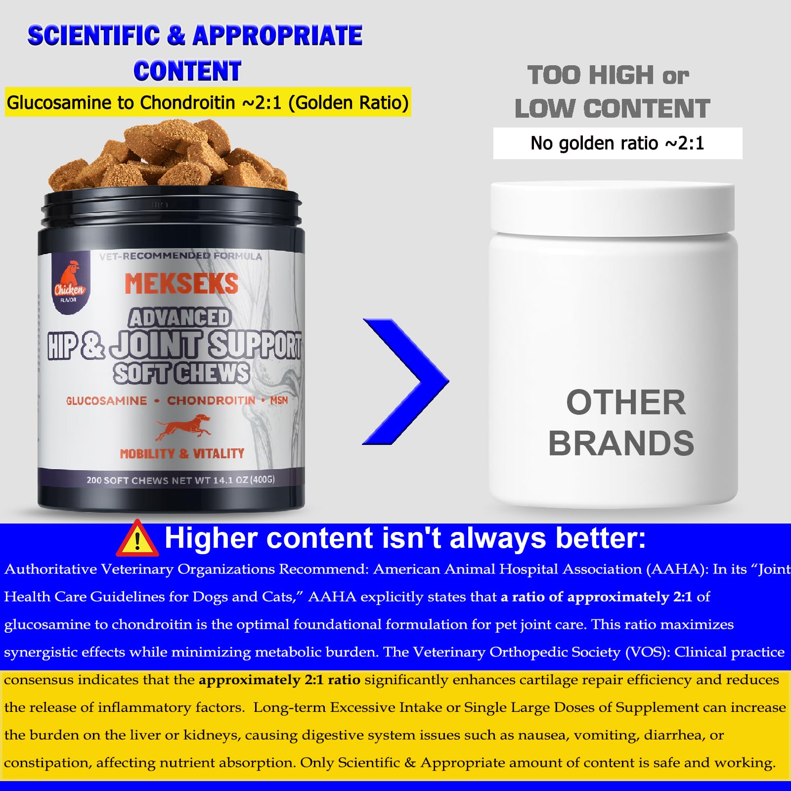 Mekseks antioxydants vitamine E et C, protection des tissus articulaires.