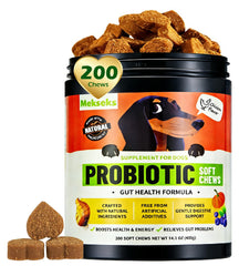 Mekseks bouchées probiotiques pour chien, texture douce et facile à donner, soutien digestif potentiel.