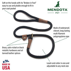 Mendota Laisse Slip Noir etats-unis 4 pieds: légère et facile à ranger.