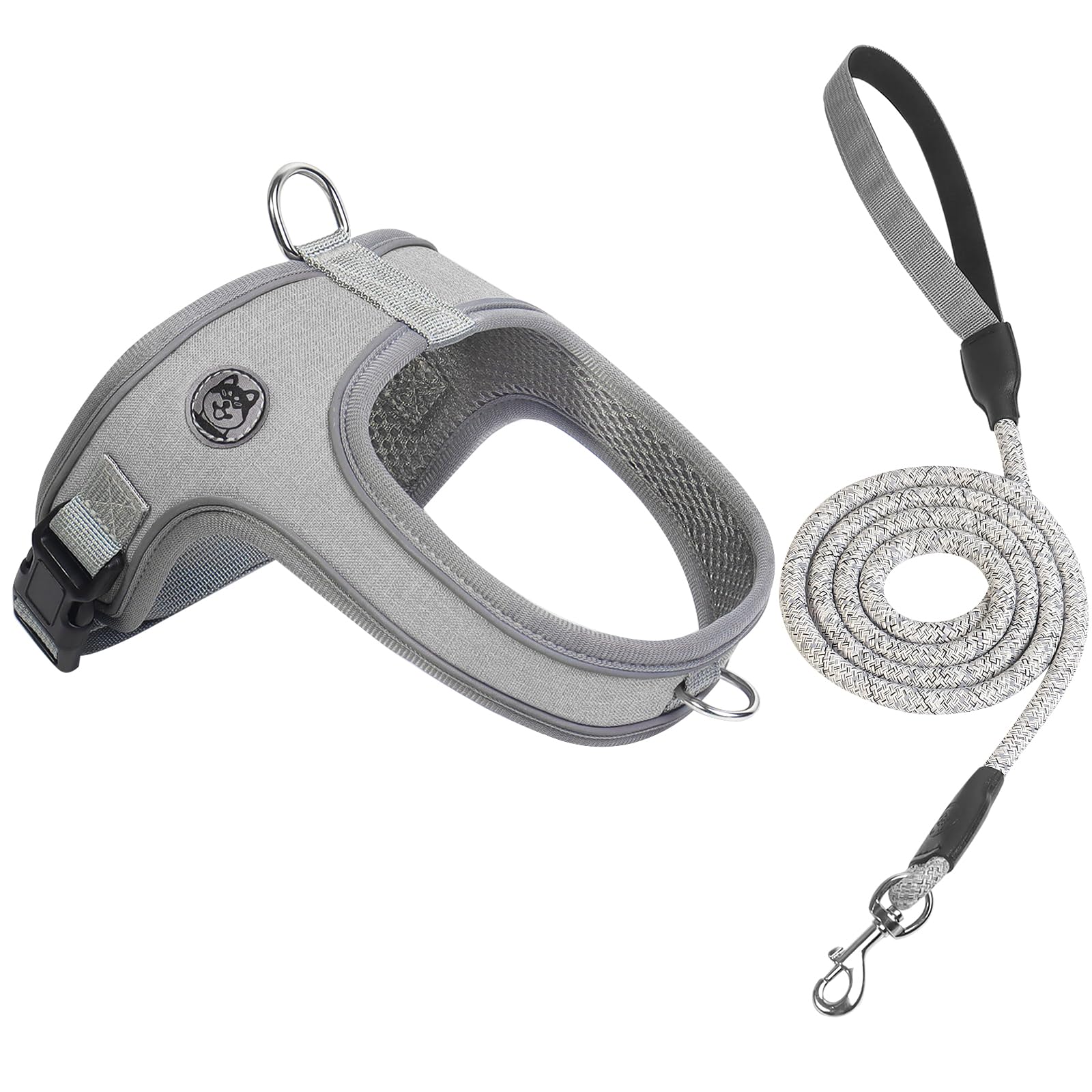 Harnais Mengbei tribe gris en mesh respirant pour chien, confort pendant les promenades.