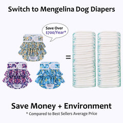 Mengelina couches pour chiens femelles avec velcro et absorption efficace.