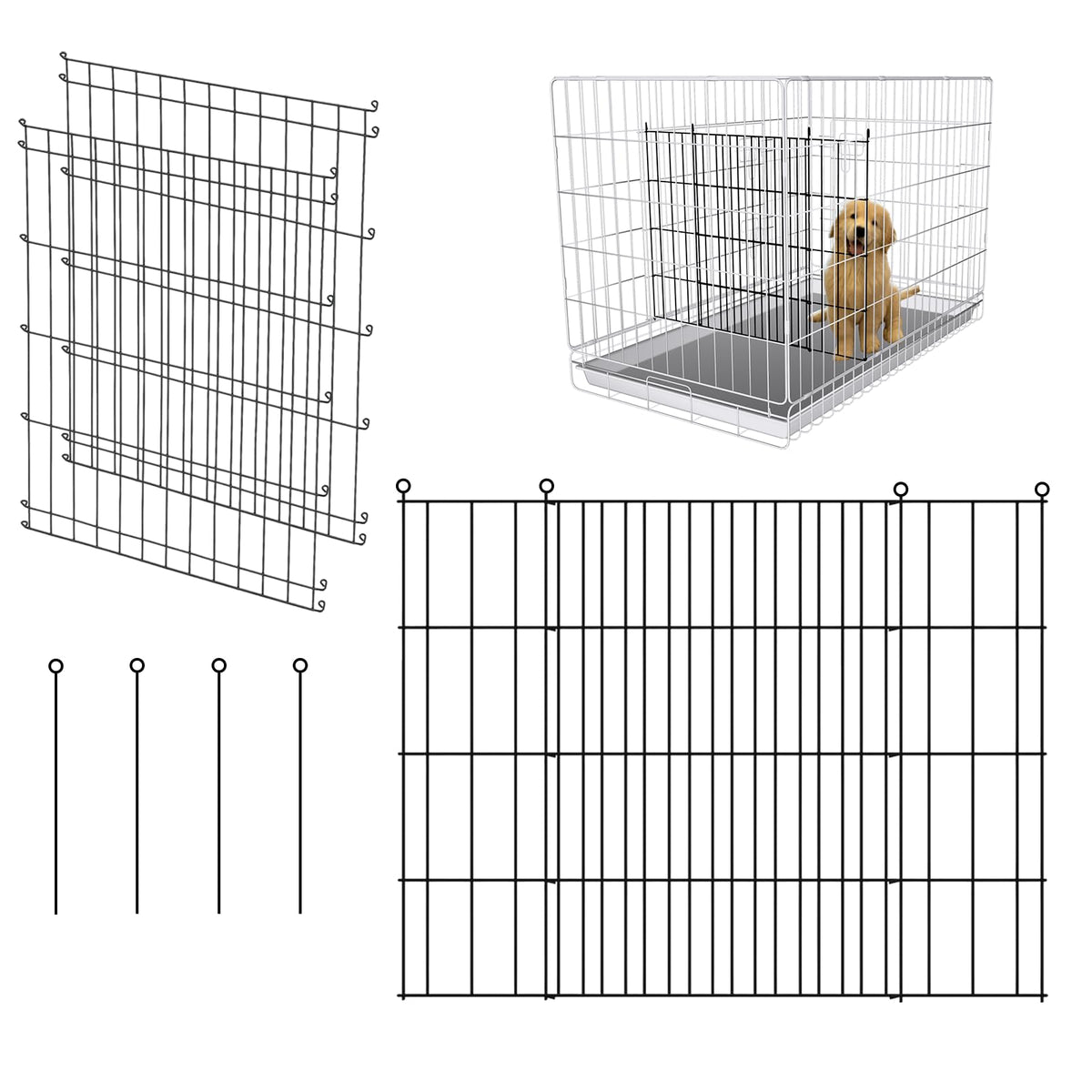 Diviseur Mengster pour cage-chien, 2 packs, noir et métal robuste.