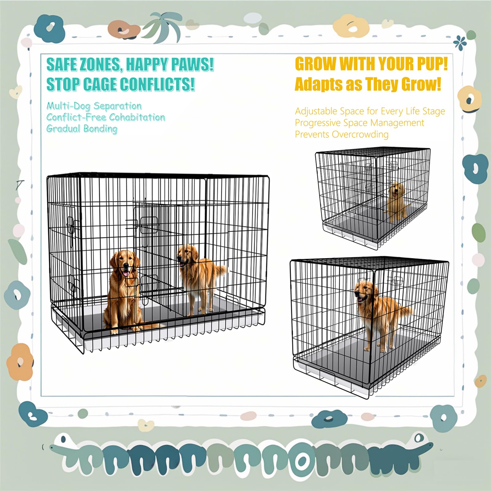 Diviseur Mengster cage-chien, compatibilité 24–48 pouces.