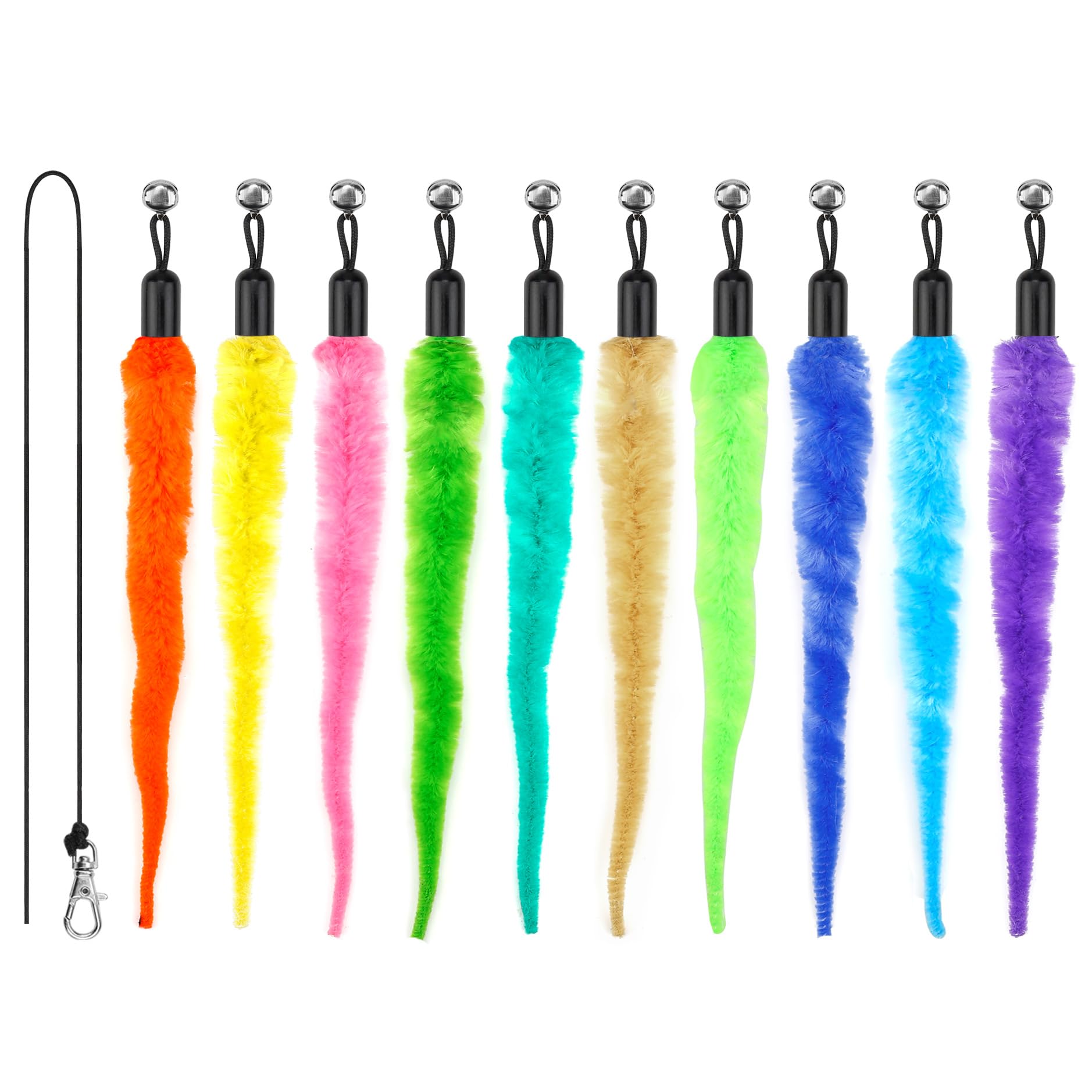 MeoHui ensemble d’attaches ver ondulant colorées pour jouets de chat, stimulation ludique.