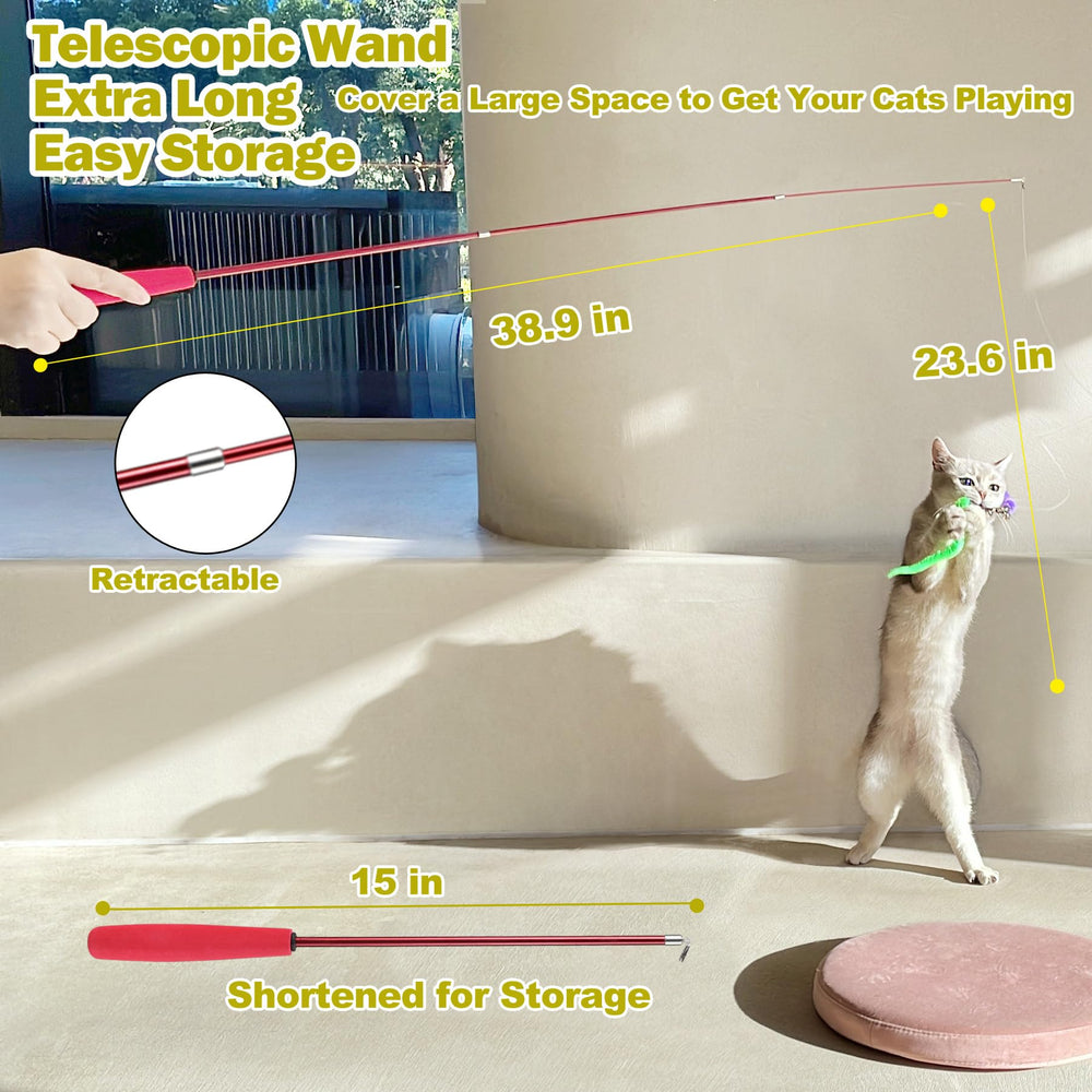 MeoHui poignée télescopique pour divertissement prolongé des chats.