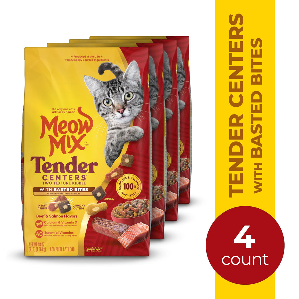 Meow Mix Centres Tendres Double Texture Pellets: texture croquante et coeur tendre.