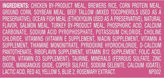 Logo DHA sur l'emballage Meow Mix Kitten Li'l Nibbles, référence nutritionnelle.