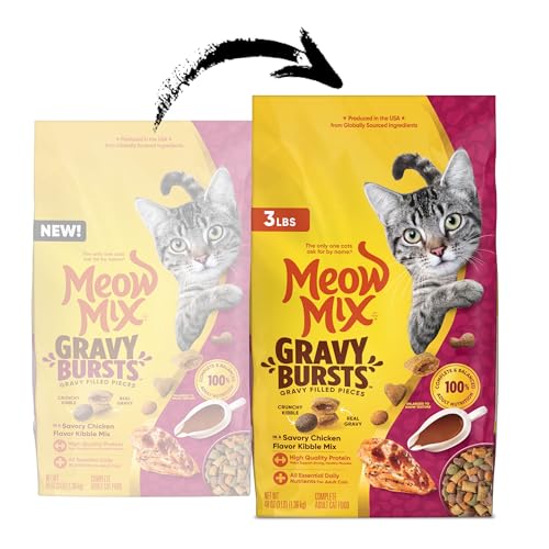 Meow Mix Gravy Bursts poches de sauce dans chaque bouchée