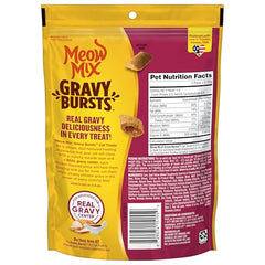 Meow Mix Gravy Bursts : ouverture pratique, snack sans désordre pour récompense conviviale.