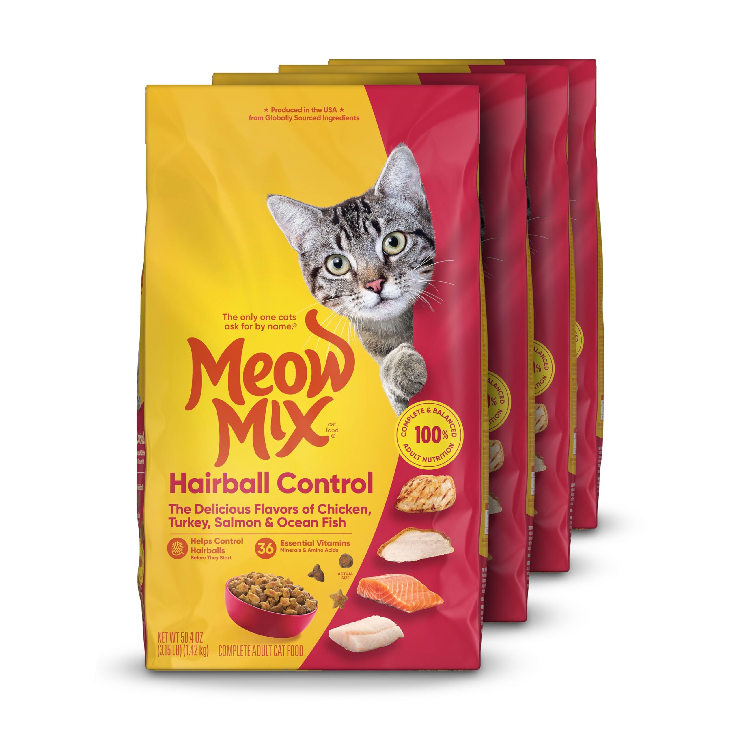 Meow Mix Hairball Control, sac 3,15 lb, soutien potentiel à la gestion des boules de poils