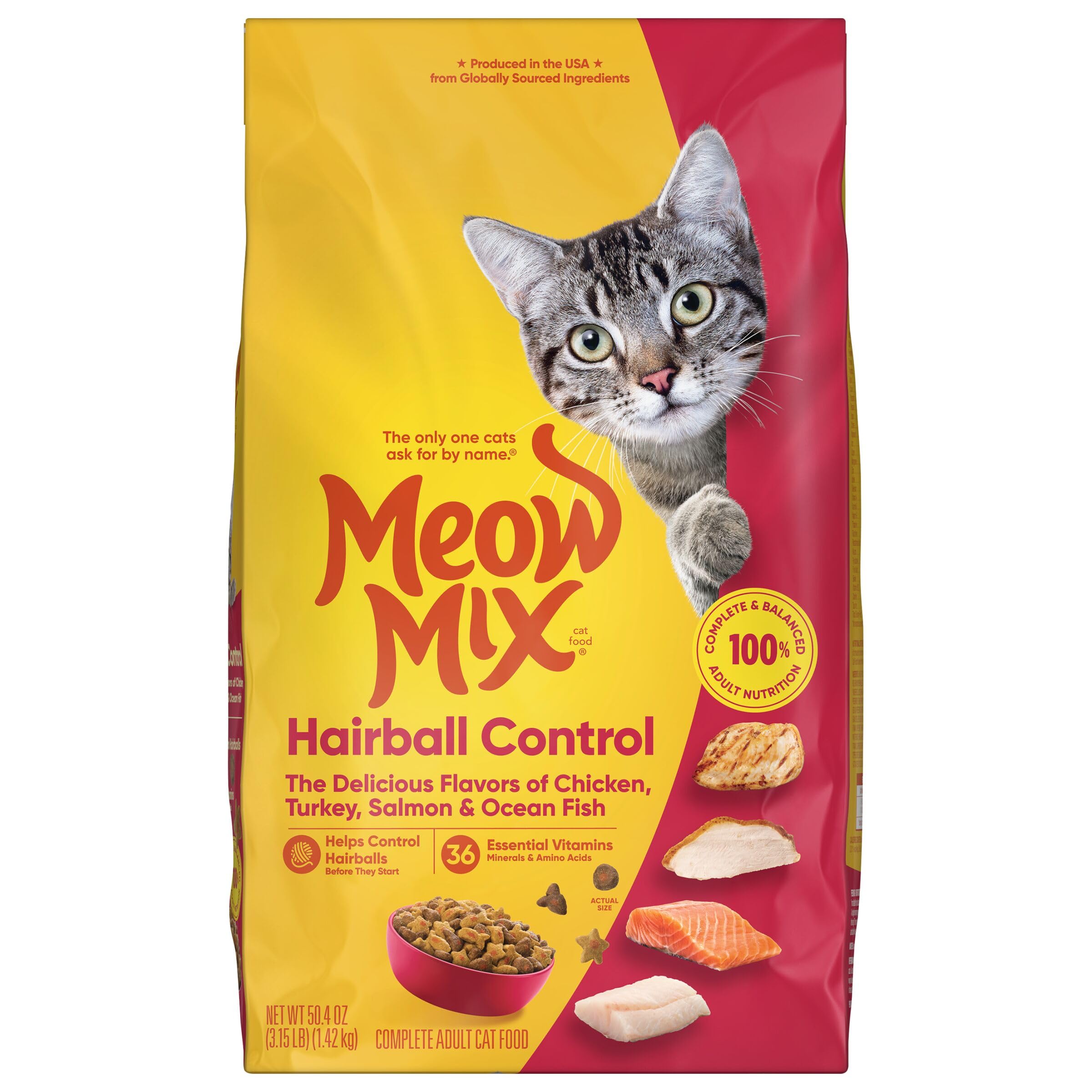 Meow Mix Hairball Control, format pratique sac de 4 × 3,15 lb
