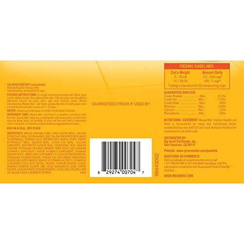Fabriqué aux États-Unis avec des ingrédients mondiaux pour Meow Mix Indoor Health.