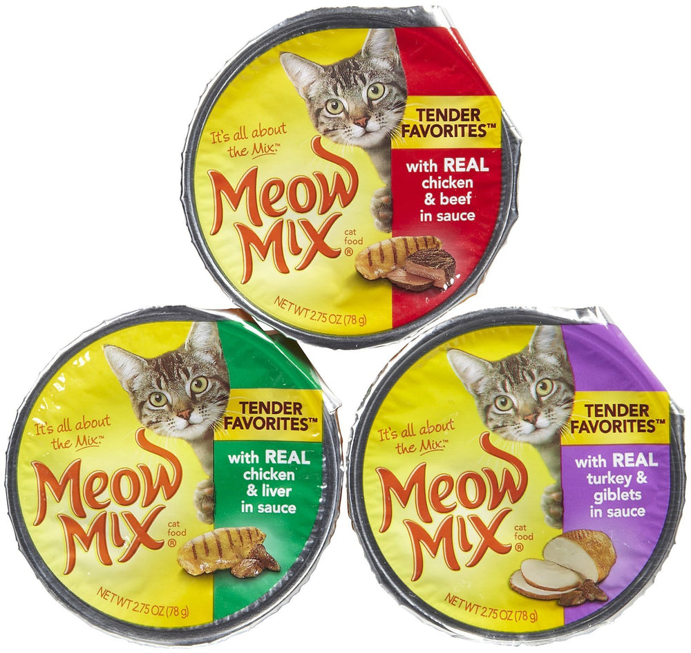 Meow Mix Market Select, ensemble de gobelets, présentation pratique pour le repas.