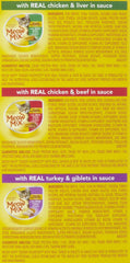 Meow Mix Market Select, foie et giblets en portions savoureuses pour chats.
