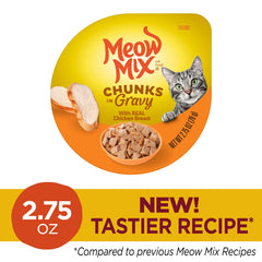 Plat humide Meow Mix au poulet, éveille l'appétit des chats gourmands.