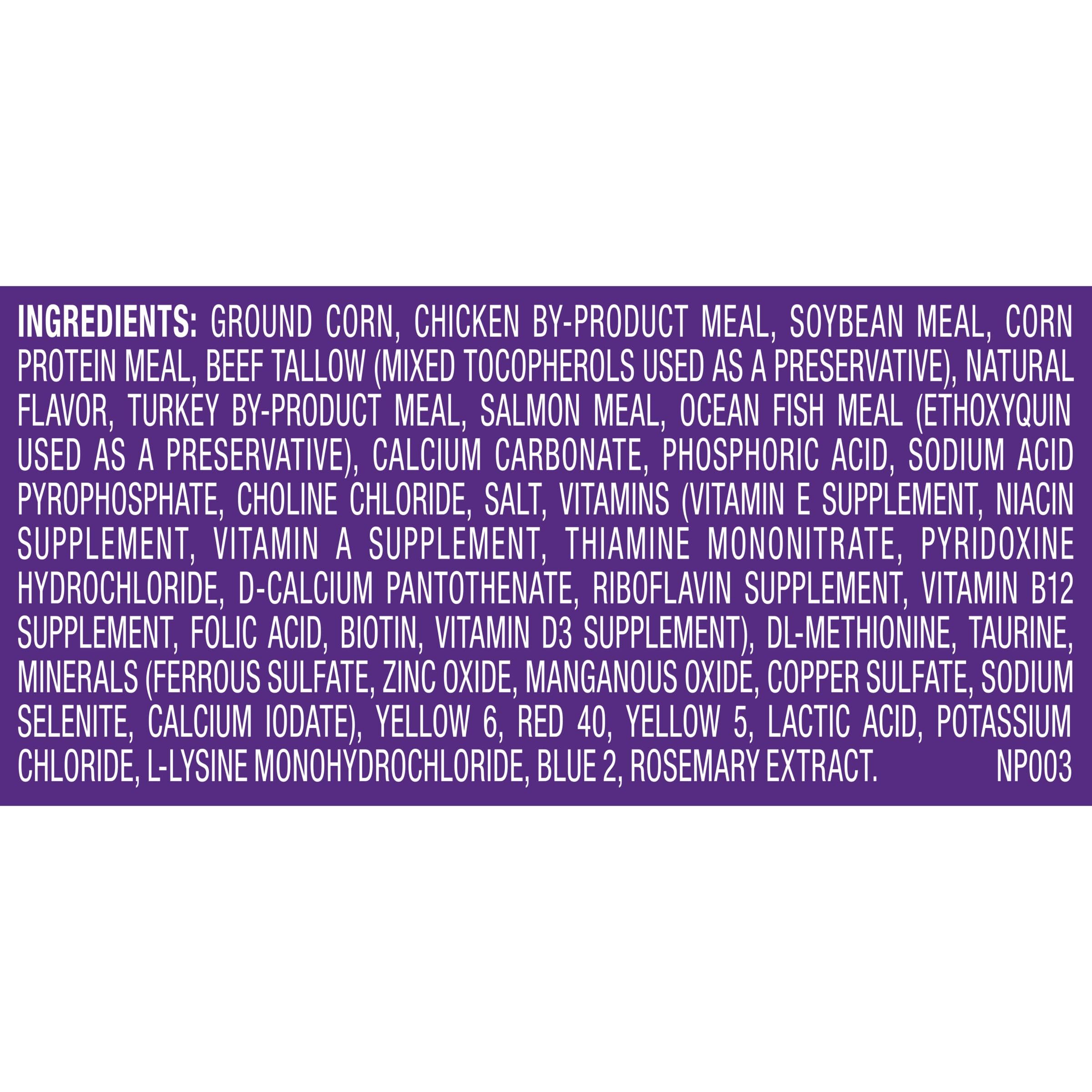 Étiquette du paquet Meow Mix Original Choice, informations claires et lisibles.