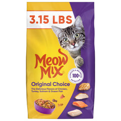 Meow Mix Original Choice, sac croquettes chat, pratique pour repas équilibré quotidien.