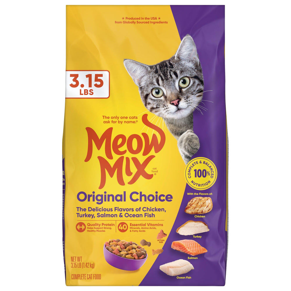 Meow Mix Original Choice, texture croquettes attrayante incite à manger.